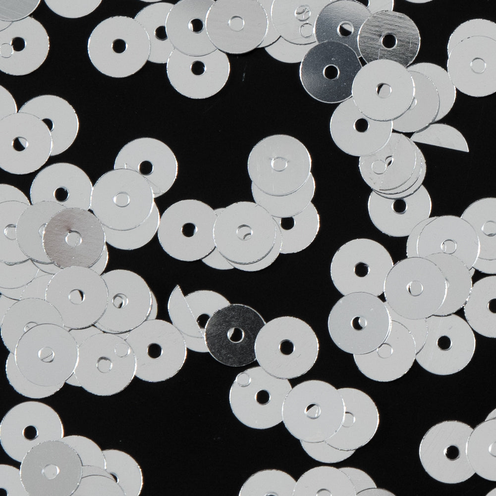 Bag of Silver Color Loose Sequins with Silver Back - 5mm Detail Bag of Silver Color Loose Sequins with Silver Back - 5mm Detail
