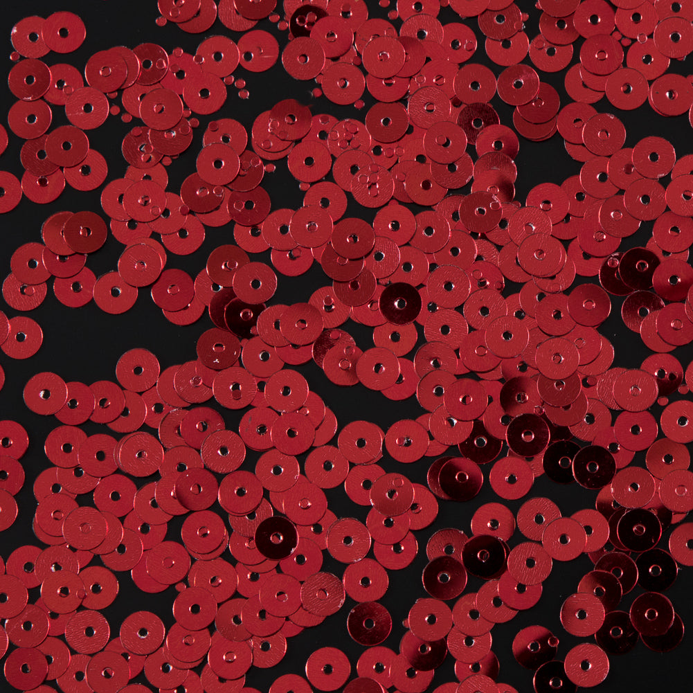 Bag of Red Color Loose Sequins with Silver Back - 5mm Bag of Red Color Loose Sequins with Silver Back - 5mm