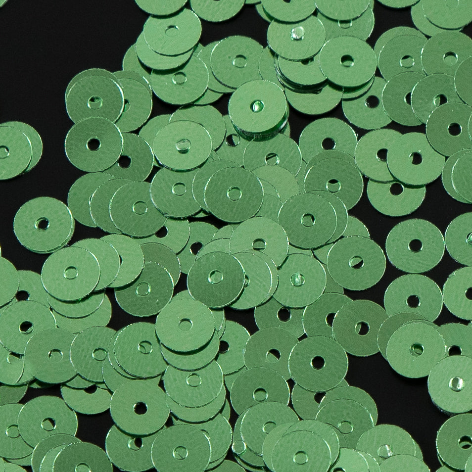 Bag of Green Color Loose Sequins with Silver Back - 5mm Detail Bag of Green Color Loose Sequins with Silver Back - 5mm Detail