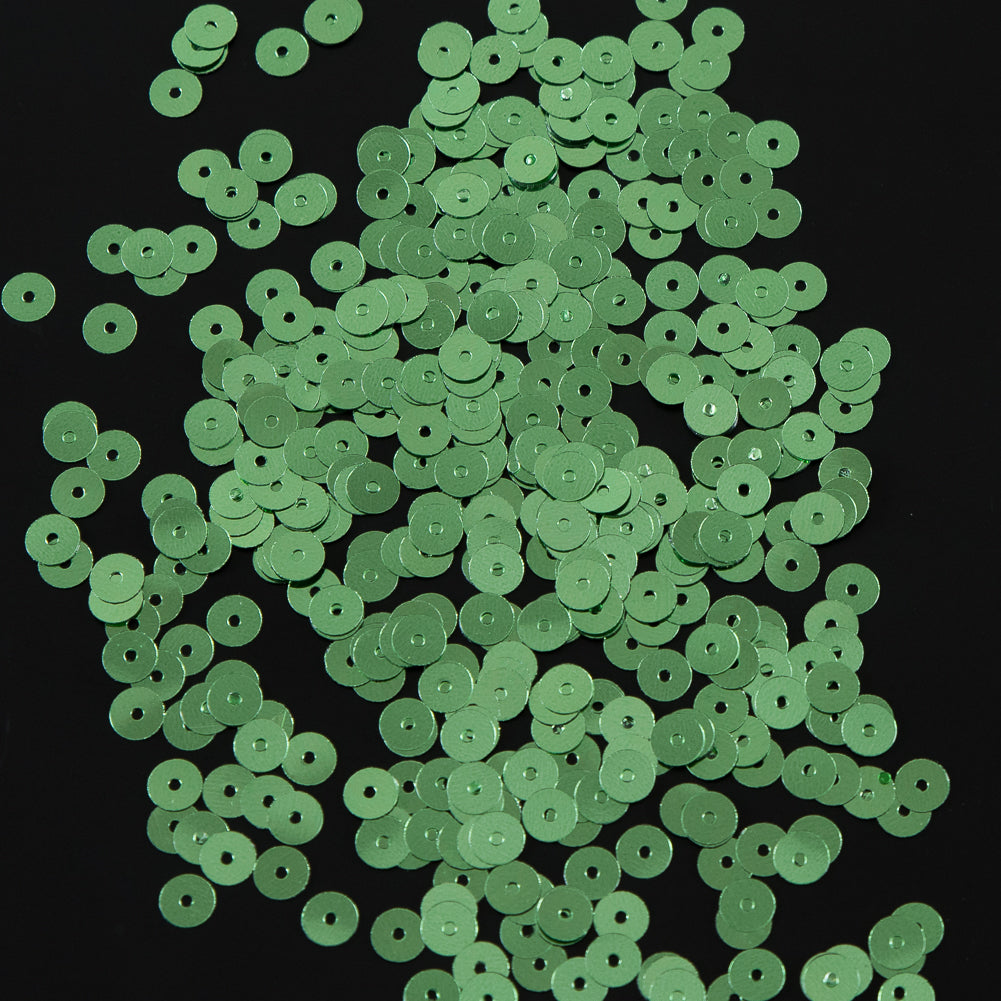 Bag of Green Color Loose Sequins with Silver Back - 5mm Bag of Green Color Loose Sequins with Silver Back - 5mm