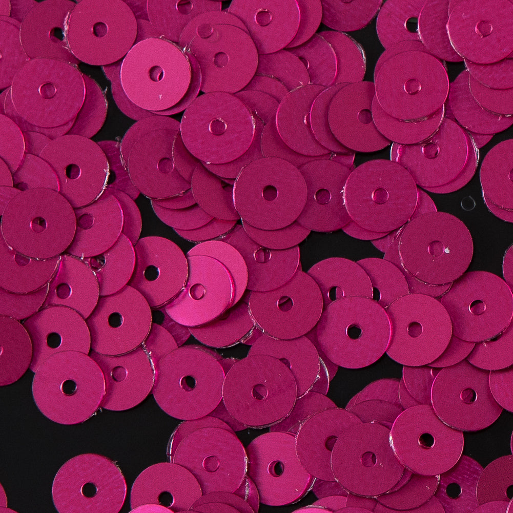 Bag of Fuchsia Dull-Bright Loose Sequins - 6mm - Detail Bag of Fuchsia Dull-Bright Loose Sequins - 6mm - Detail