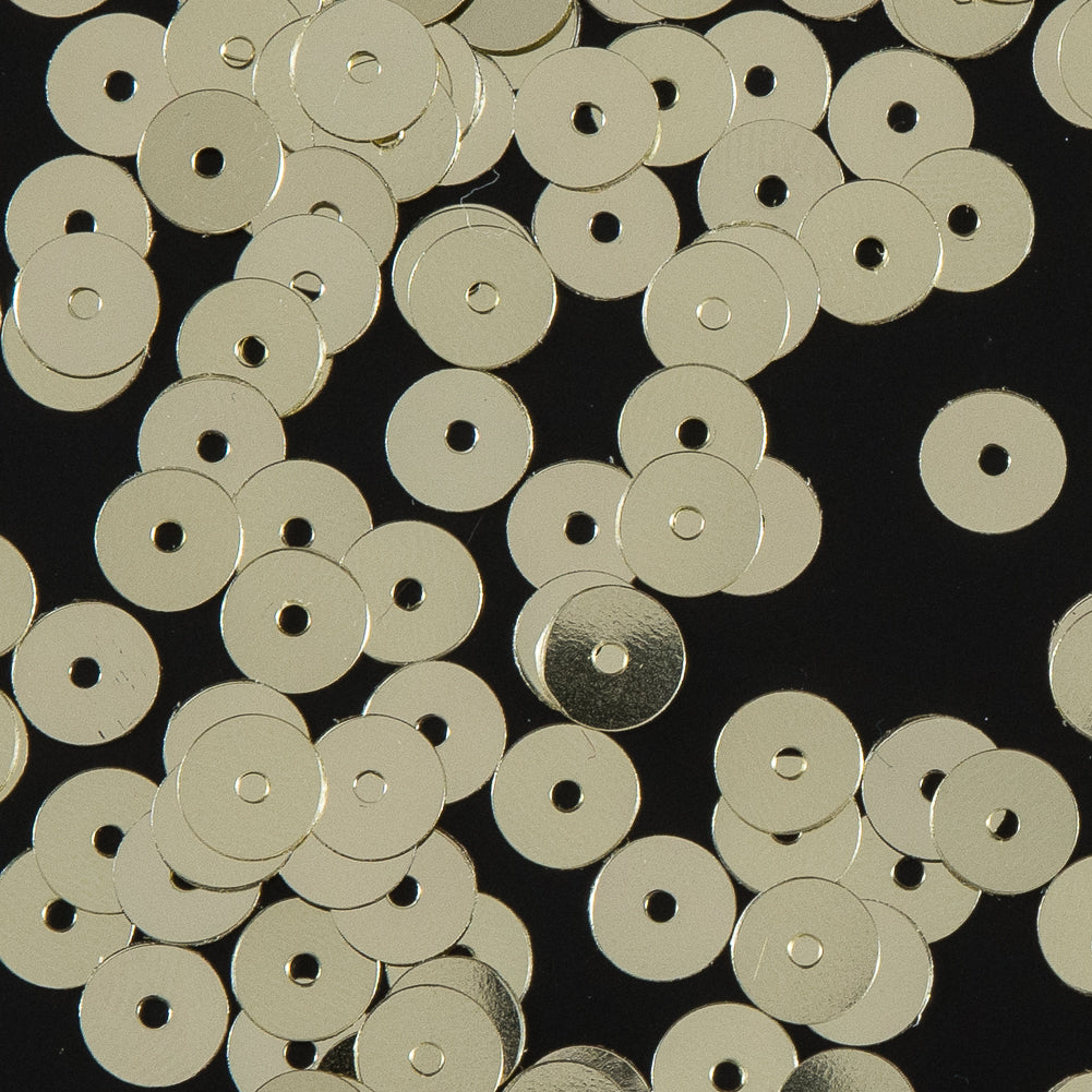 Bag of Old Gold Color Loose Sequins with Silver Back - 6mm - Detail Bag of Old Gold Color Loose Sequins with Silver Back - 6mm - Detail