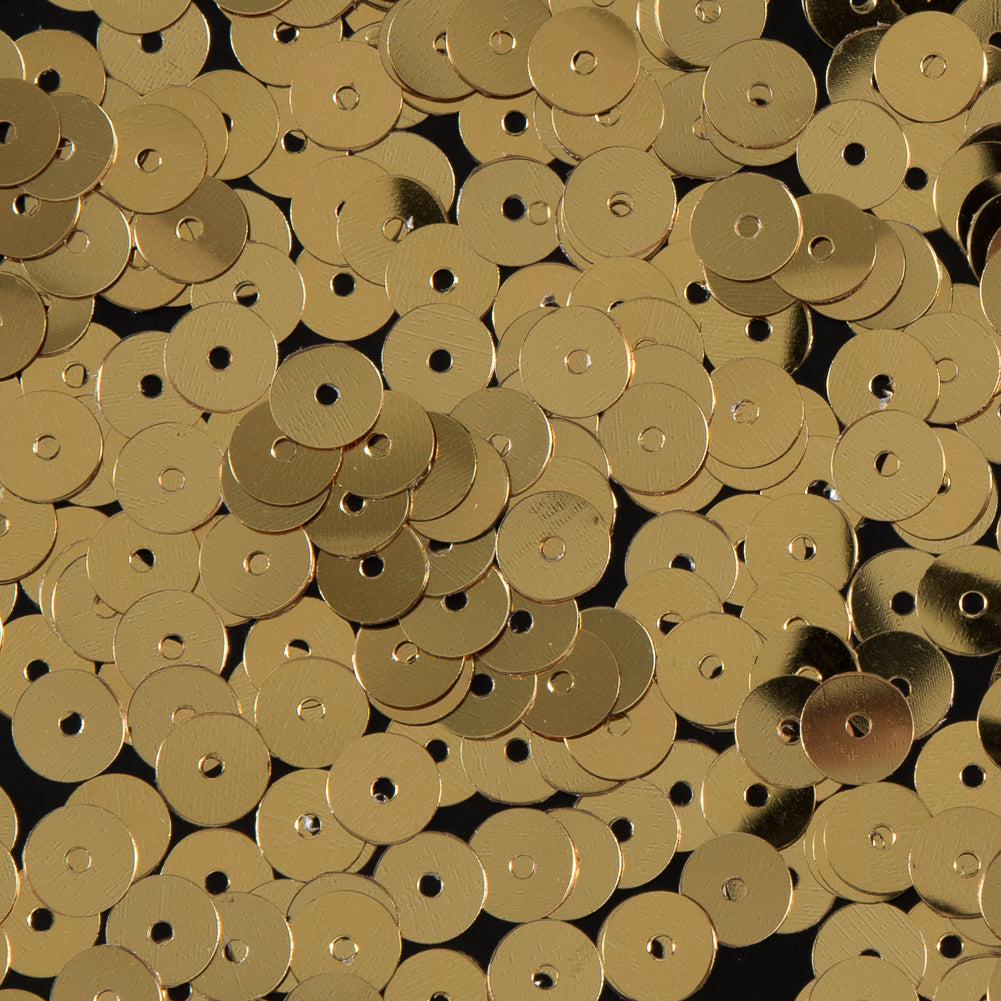 Bag of True Gold Color Loose Sequins with Silver Back - 6mm - Detail Bag of True Gold Color Loose Sequins with Silver Back - 6mm - Detail
