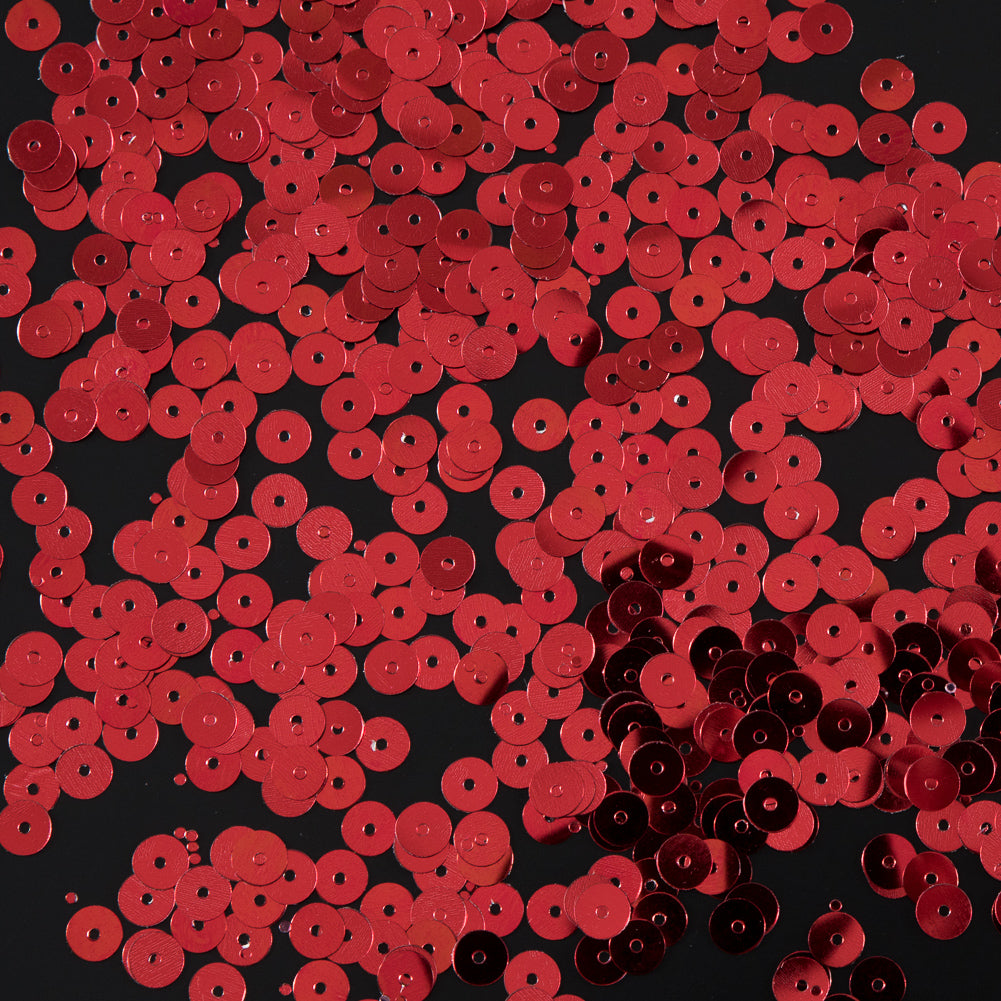 Bag of Red Color Loose Sequins with Silver Back - 6mm Bag of Red Color Loose Sequins with Silver Back - 6mm
