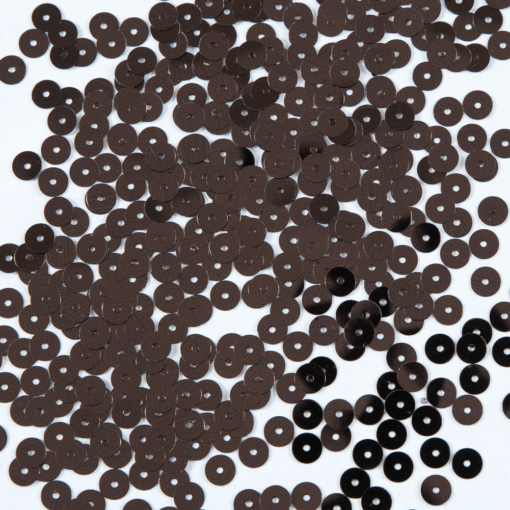 Bag of Brown Color Loose Sequins with Silver Back - 6mm Bag of Brown Color Loose Sequins with Silver Back - 6mm