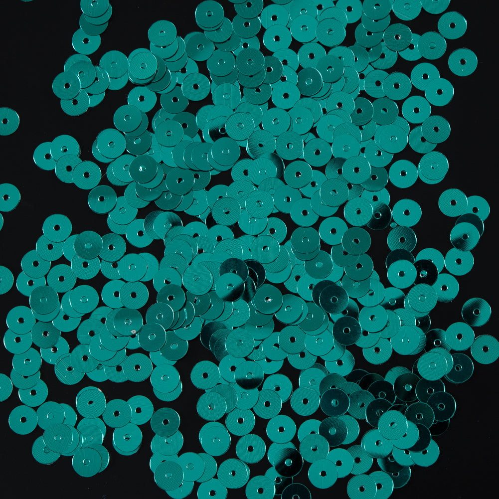 Bag of Teal Color Loose Sequins with Silver Back - 6mm Bag of Teal Color Loose Sequins with Silver Back - 6mm