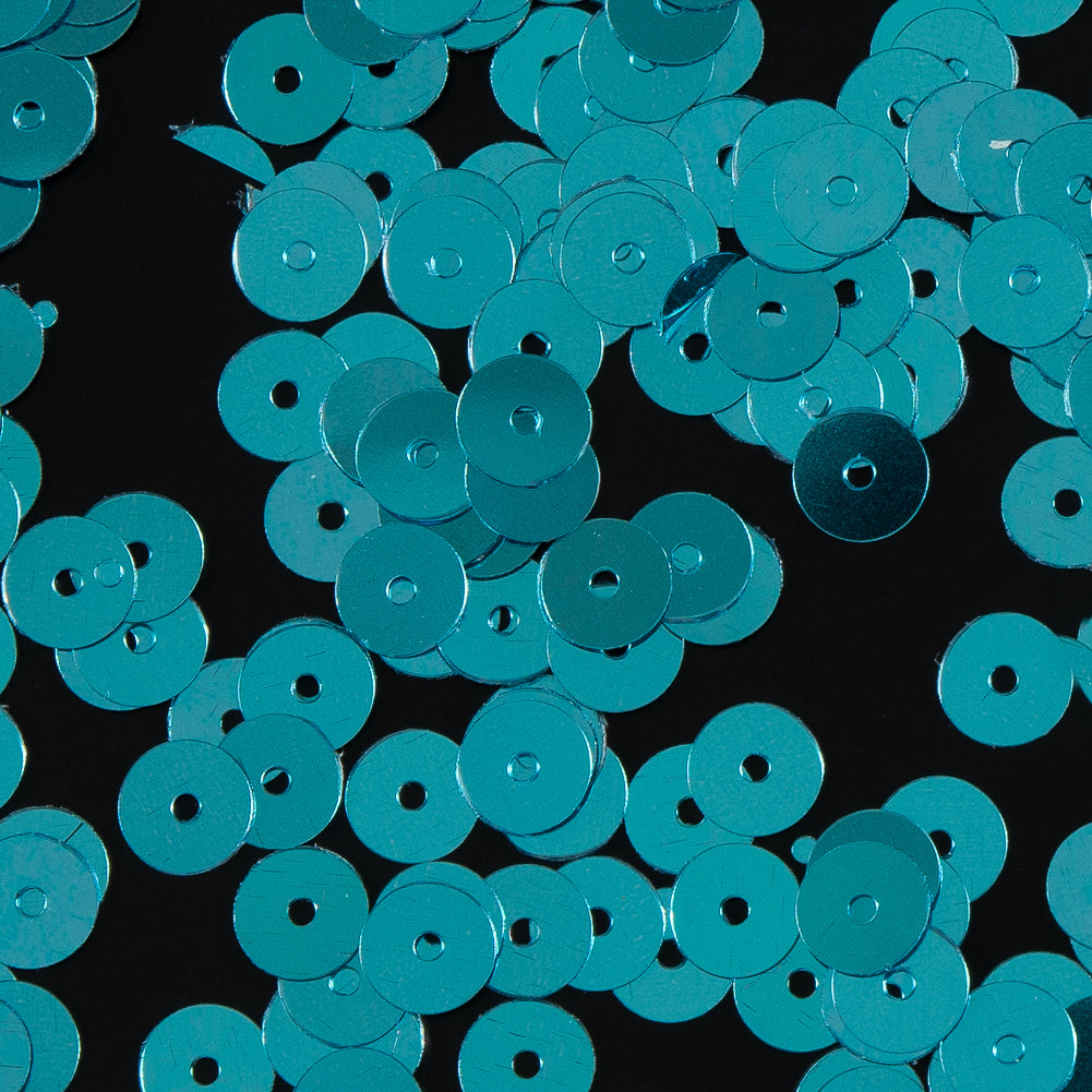Bag of Turquoise Color Loose Sequins with Silver Back - 6mm Detail Bag of Turquoise Color Loose Sequins with Silver Back - 6mm Detail