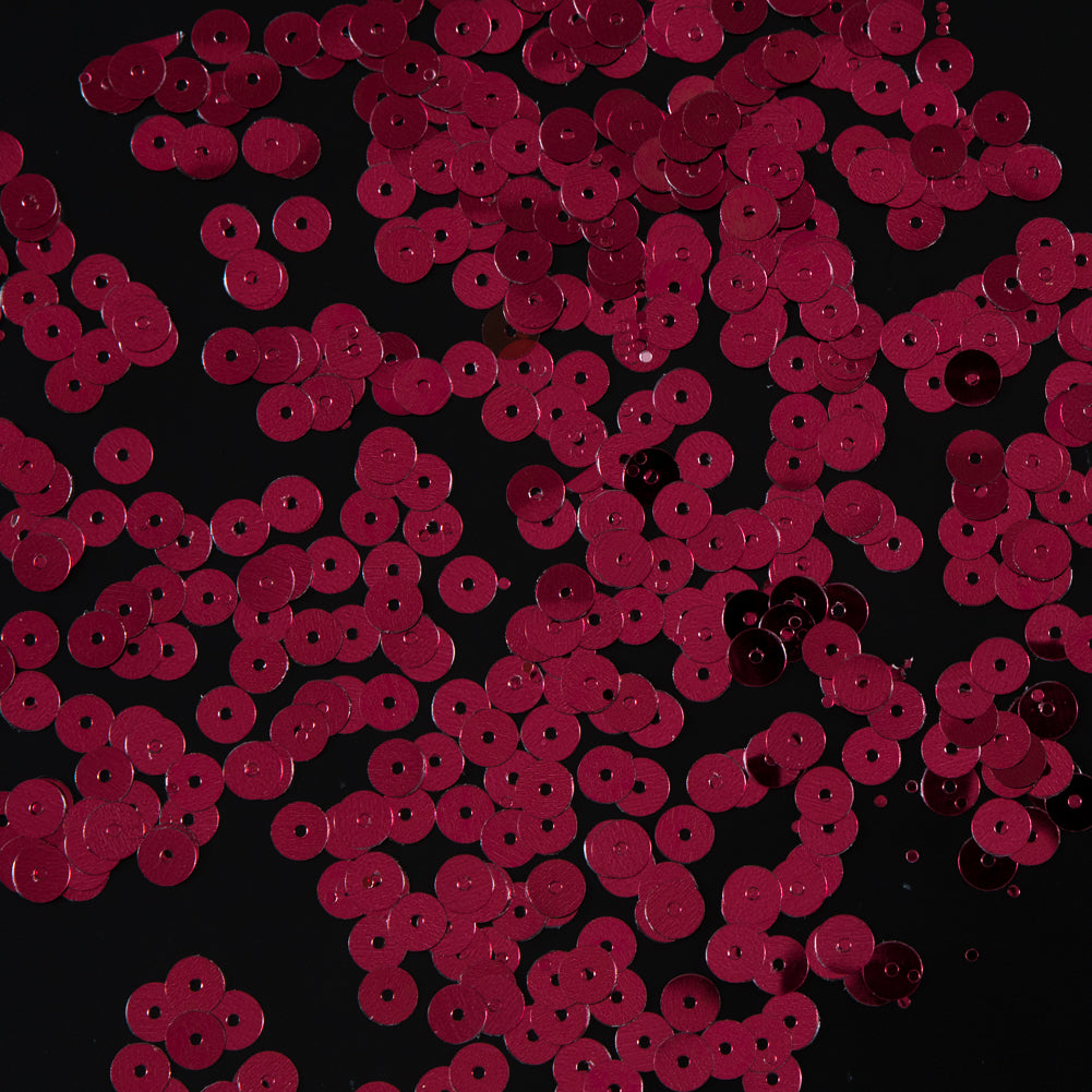 Bag of Ruby Color Loose Sequins with Silver Back - 6mm Bag of Ruby Color Loose Sequins with Silver Back - 6mm