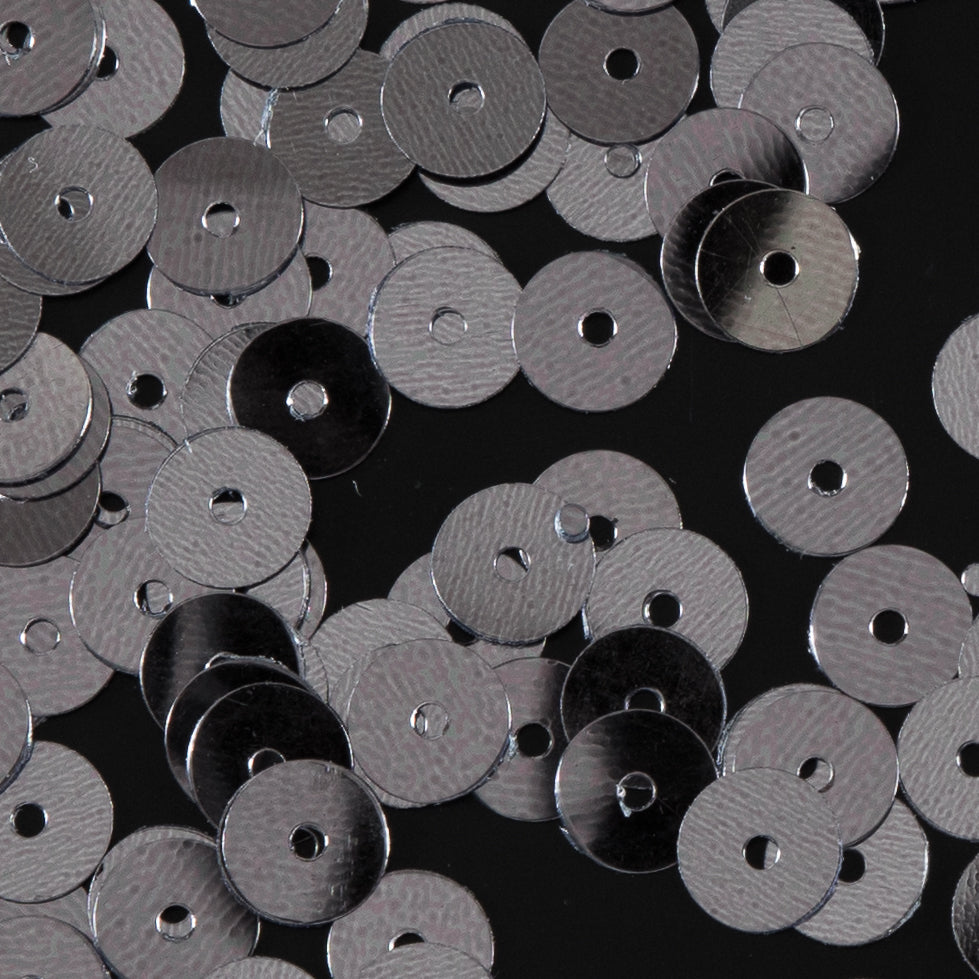 Bag of Silver Color Loose Sequins with Silver Back - 6mm - Detail Bag of Silver Color Loose Sequins with Silver Back - 6mm - Detail