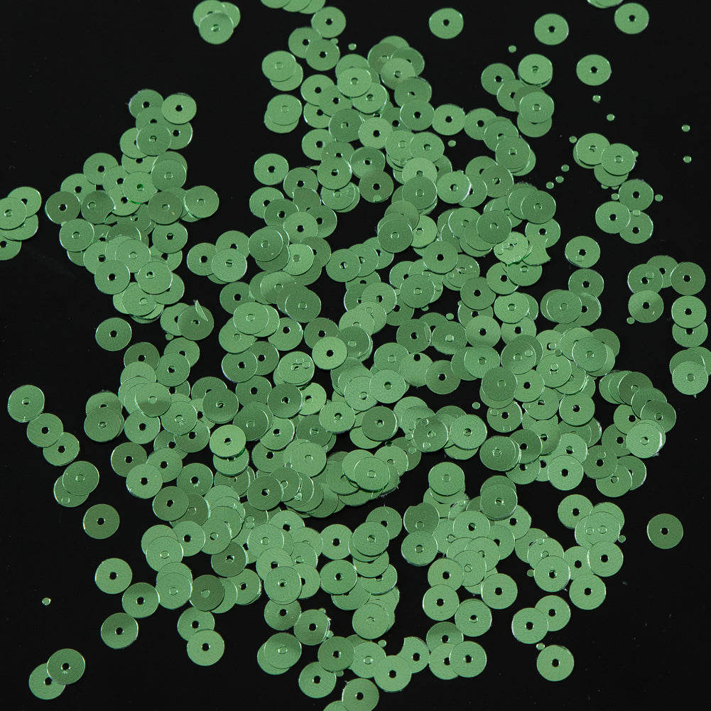 Bag of Green Color Loose Sequins with Silver Back - 6mm Bag of Green Color Loose Sequins with Silver Back - 6mm