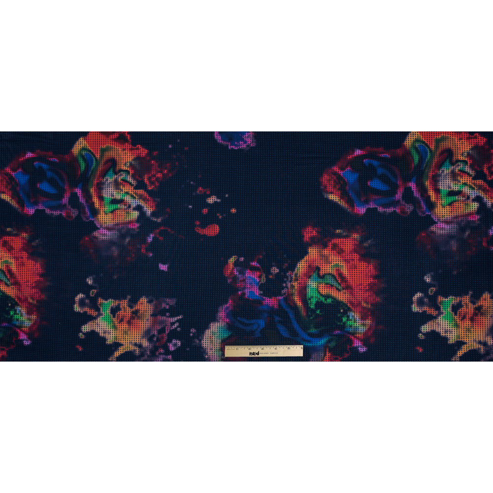 Navy and Multicolor Abstract Watercolor and Checkered Viscose Print - Folded Navy and Multicolor Abstract Watercolor and Checkered Viscose Print - Folded