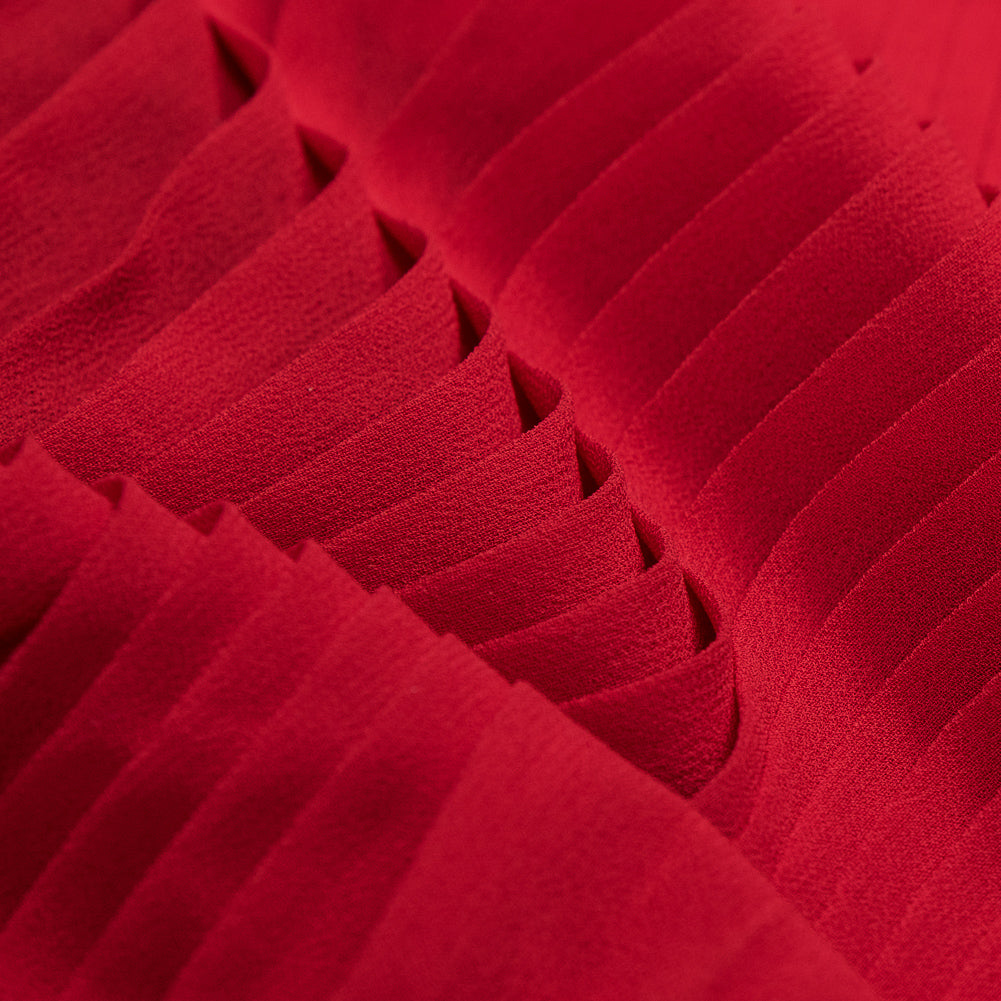 Accordion Pleated Chiffon - Tomato Red - Etereo Collection Full