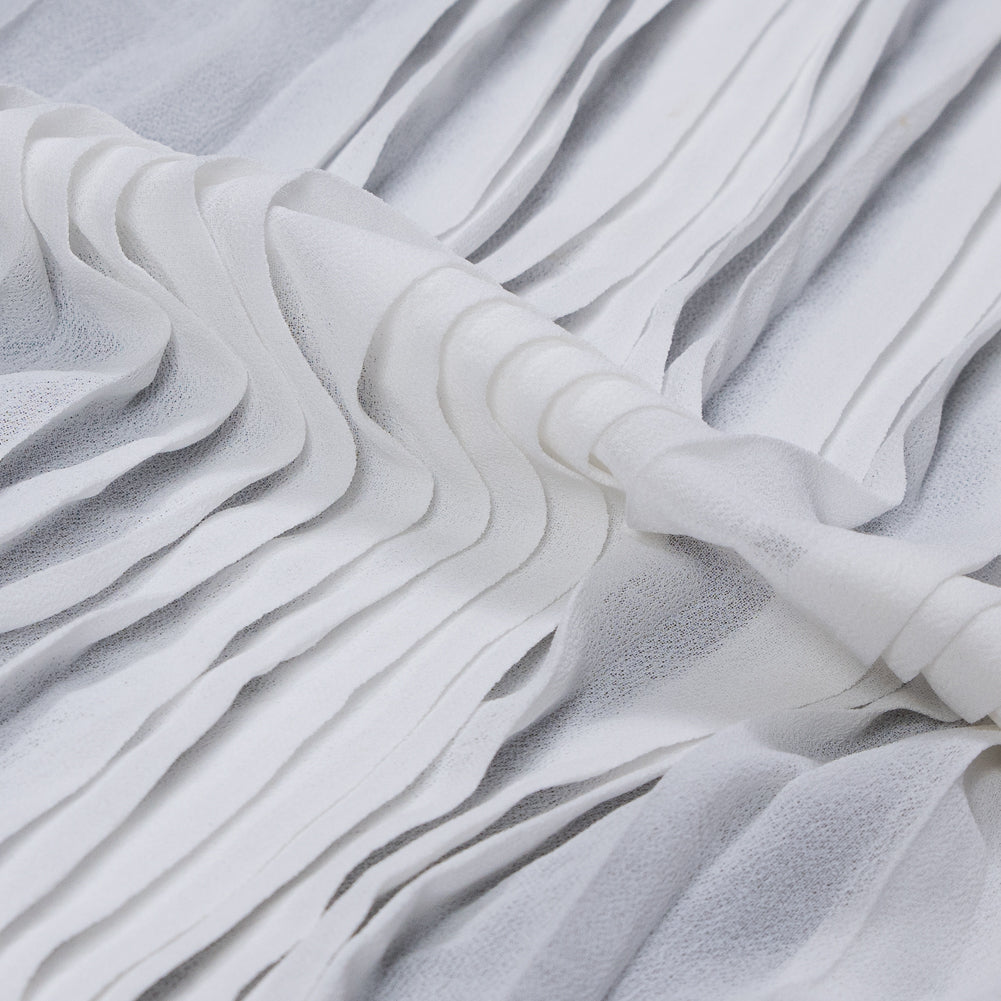 Accordion Pleated Chiffon - White - Etereo Collection Detail Accordion Pleated Chiffon - White - Etereo Collection Detail