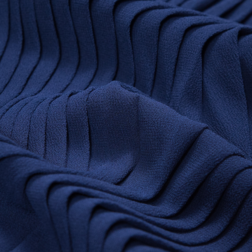 Blue Print Accordion Pleated Chiffon - Full Blue Print Accordion Pleated Chiffon - Full