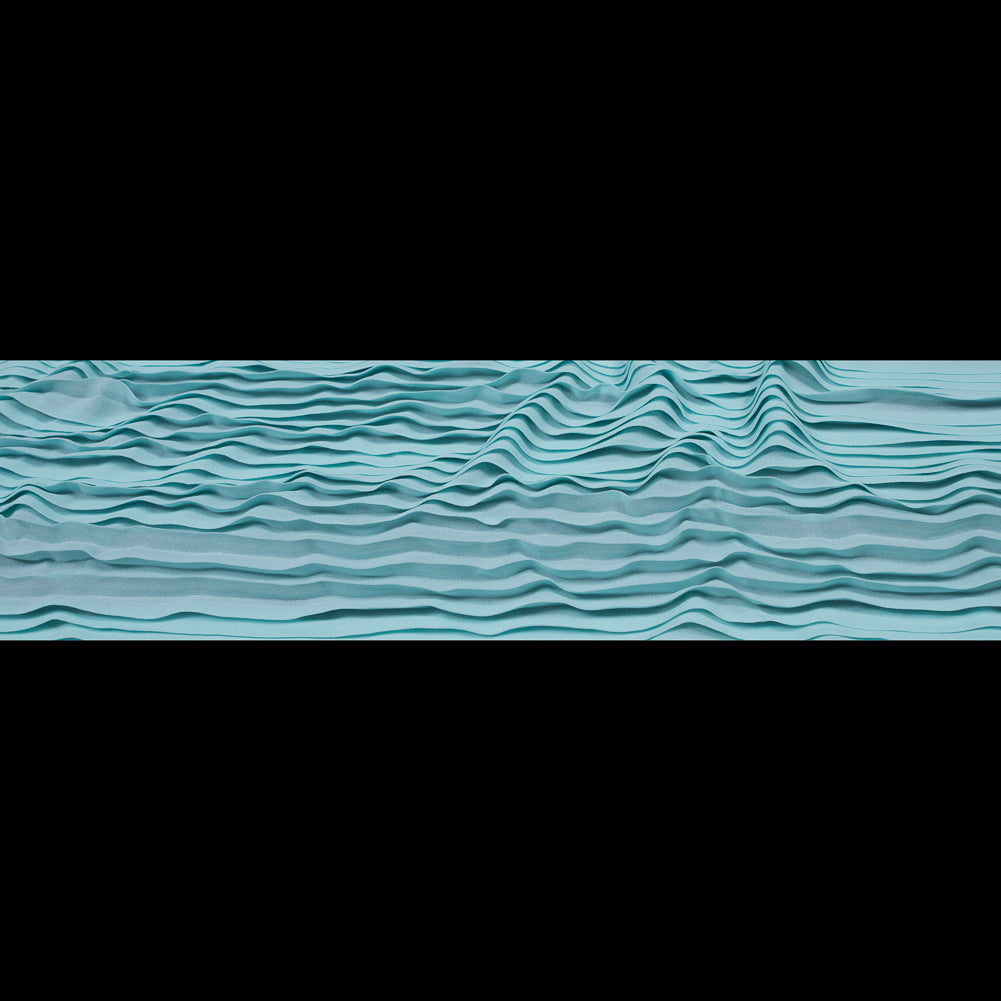 Bleached Aqua Accordion Pleated Chiffon - Folded Bleached Aqua Accordion Pleated Chiffon - Folded