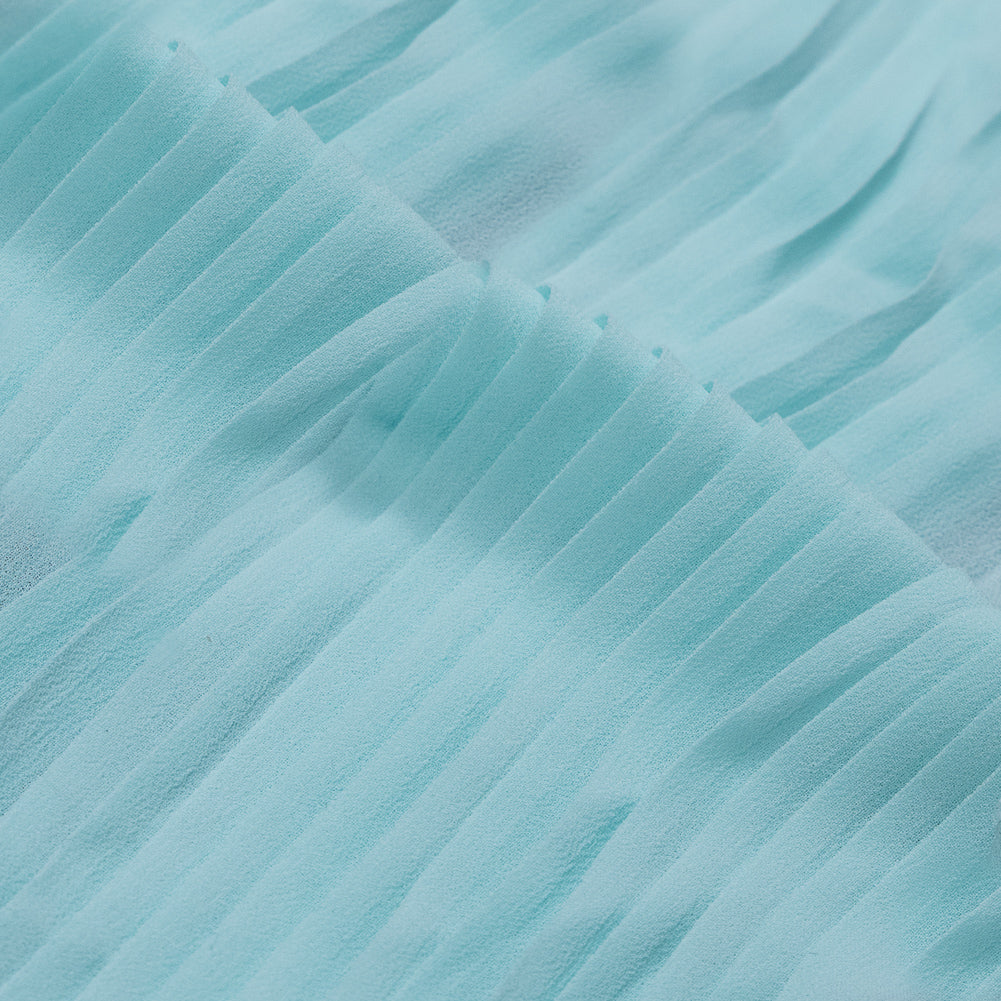 Bleached Aqua Accordion Pleated Chiffon - Detail Bleached Aqua Accordion Pleated Chiffon - Detail