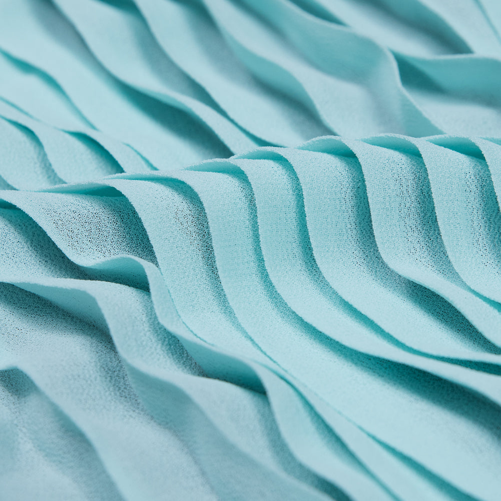 Bleached Aqua Accordion Pleated Chiffon - Full Bleached Aqua Accordion Pleated Chiffon - Full