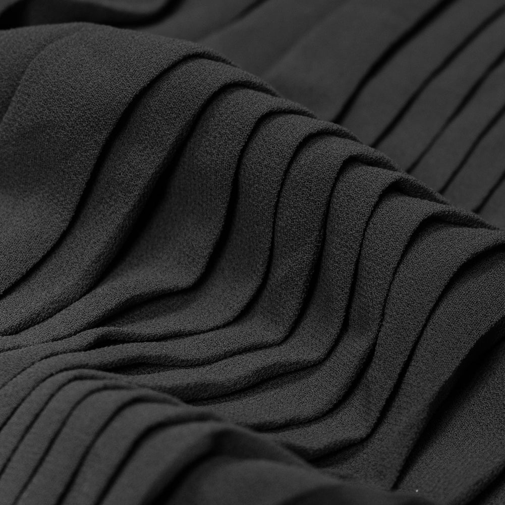 Accordion Pleated Chiffon - Black - Etereo Collection Full Accordion Pleated Chiffon - Black - Etereo Collection Full