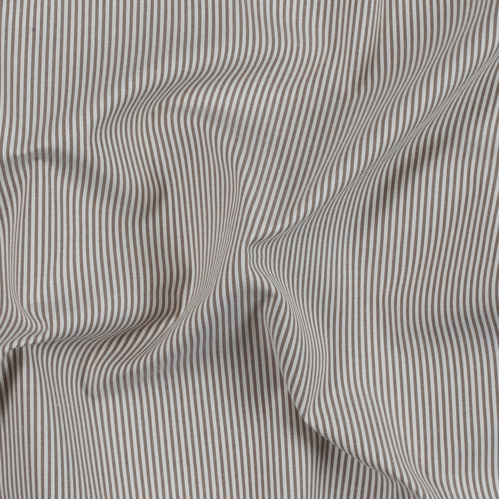 Brownie and White Candy Striped Stretch Cotton Woven Brownie and White Candy Striped Stretch Cotton Woven