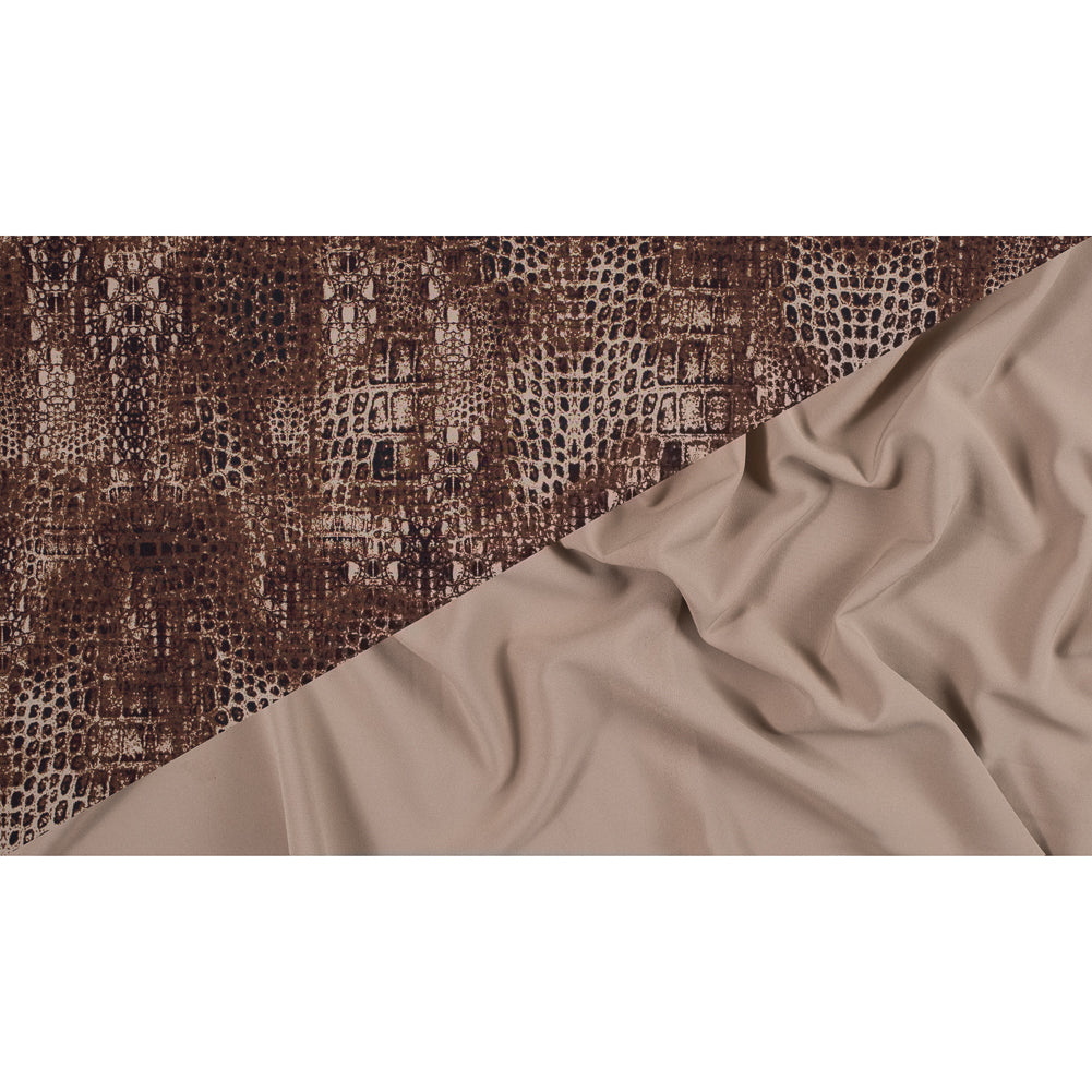 Toffee and Cornstalk Python Printed Double Faced Stretch Polyester Crepe Full Toffee and Cornstalk Python Printed Double Faced Stretch Polyester Crepe Full