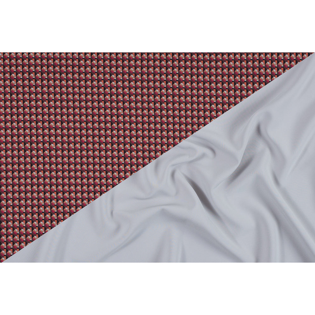 Scarlet and Mustang Geometric Double Faced Stretch Polyester Crepe - Full Scarlet and Mustang Geometric Double Faced Stretch Polyester Crepe - Full
