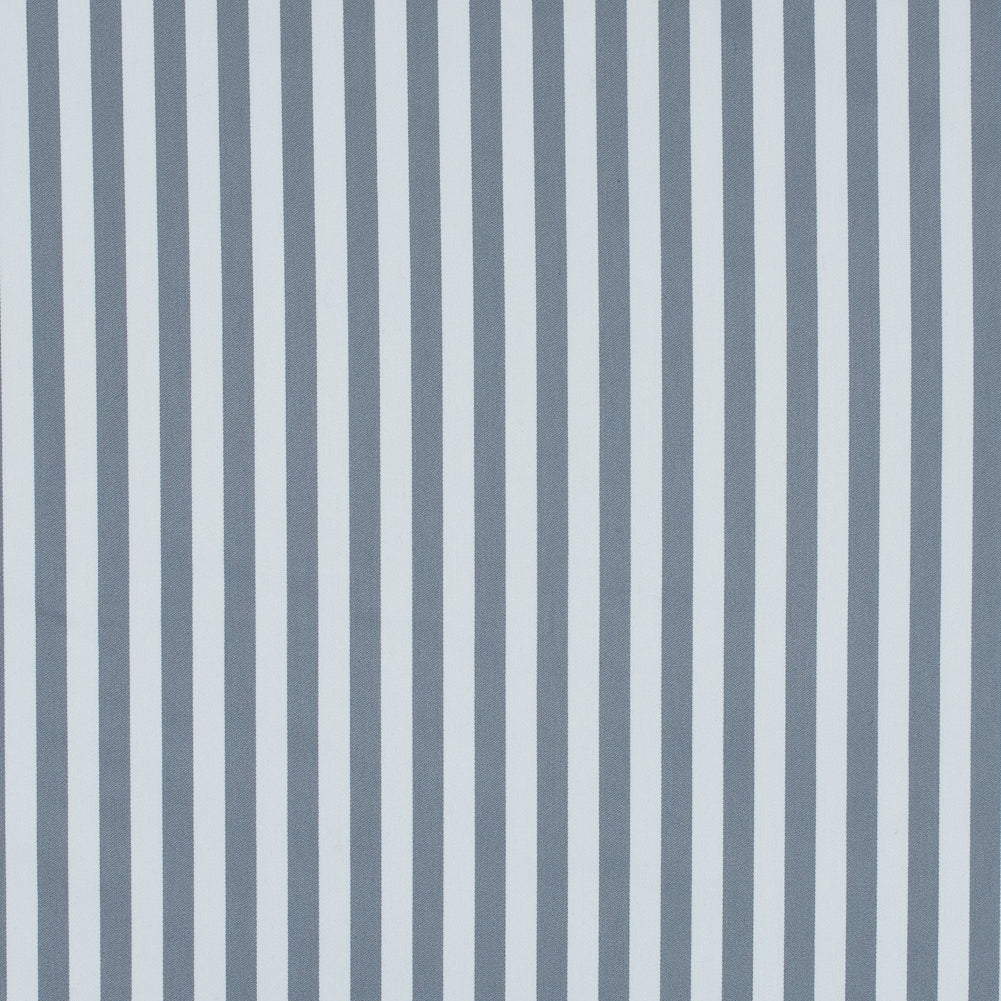 Wild Dove and White Bengal Striped Polyester Twill with Give Wild Dove and White Bengal Striped Polyester Twill with Give