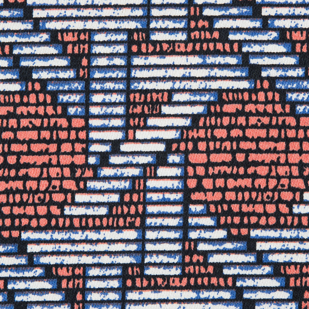 Firecracker Orange Geometric Printed Stretch Cotton Sateen - Detail Firecracker Orange Geometric Printed Stretch Cotton Sateen - Detail