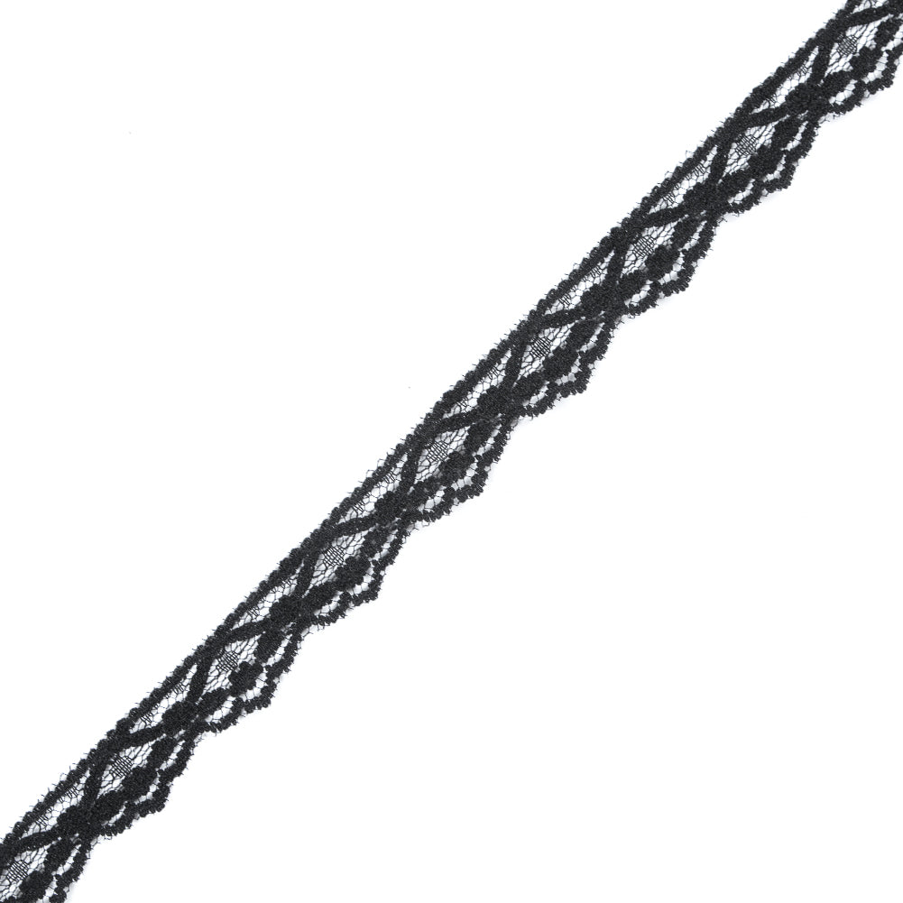 Black Fine Floral Lace Trim - 0.75" Black Fine Floral Lace Trim - 0.75"