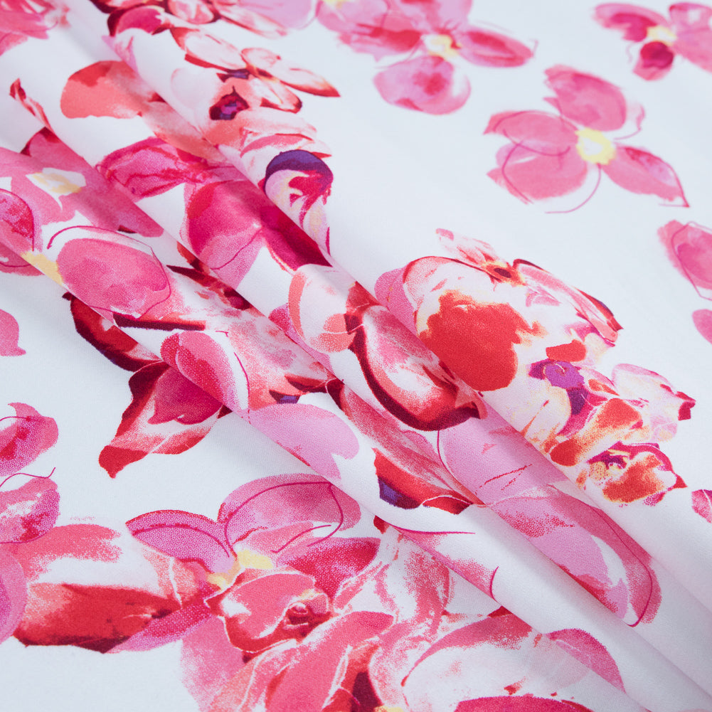Morning Glory and Poppy Red Floral Printed Stretch Cotton Sateen Detail Morning Glory and Poppy Red Floral Printed Stretch Cotton Sateen Detail