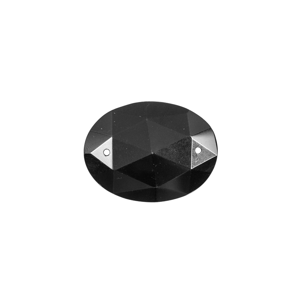 Black Bevel Cut Oval Glass Pendant - 1.5" Black Bevel Cut Oval Glass Pendant - 1.5"