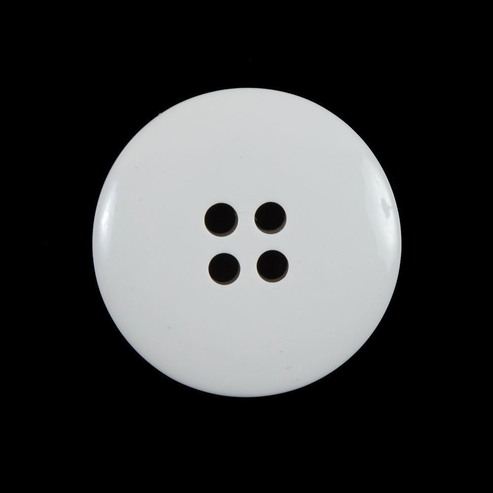 White 4-Holed Plastic Button - 40L/25.5mm Detail White 4-Holed Plastic Button - 40L/25.5mm Detail