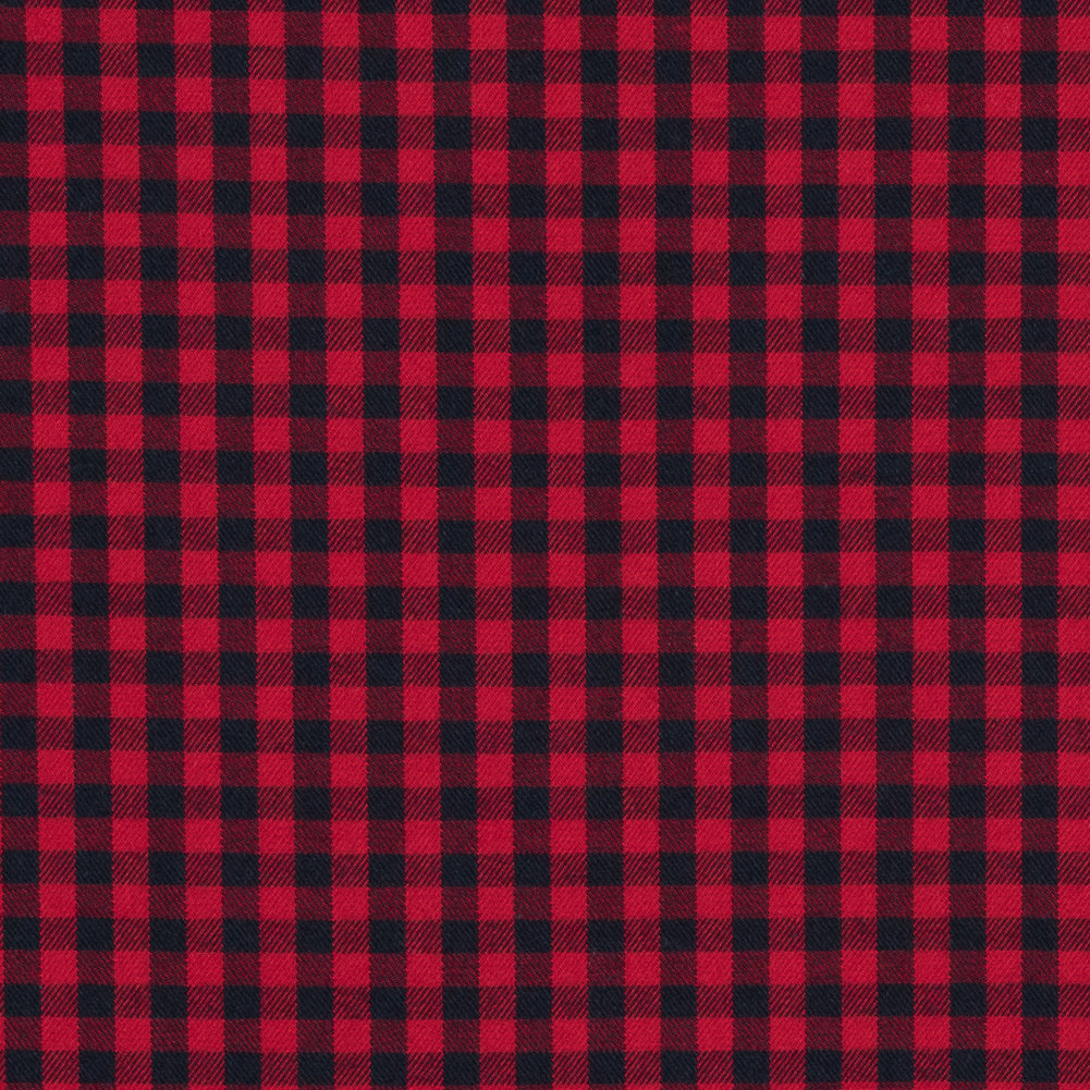 Red and Black Shepherd's Check Cotton Shirting