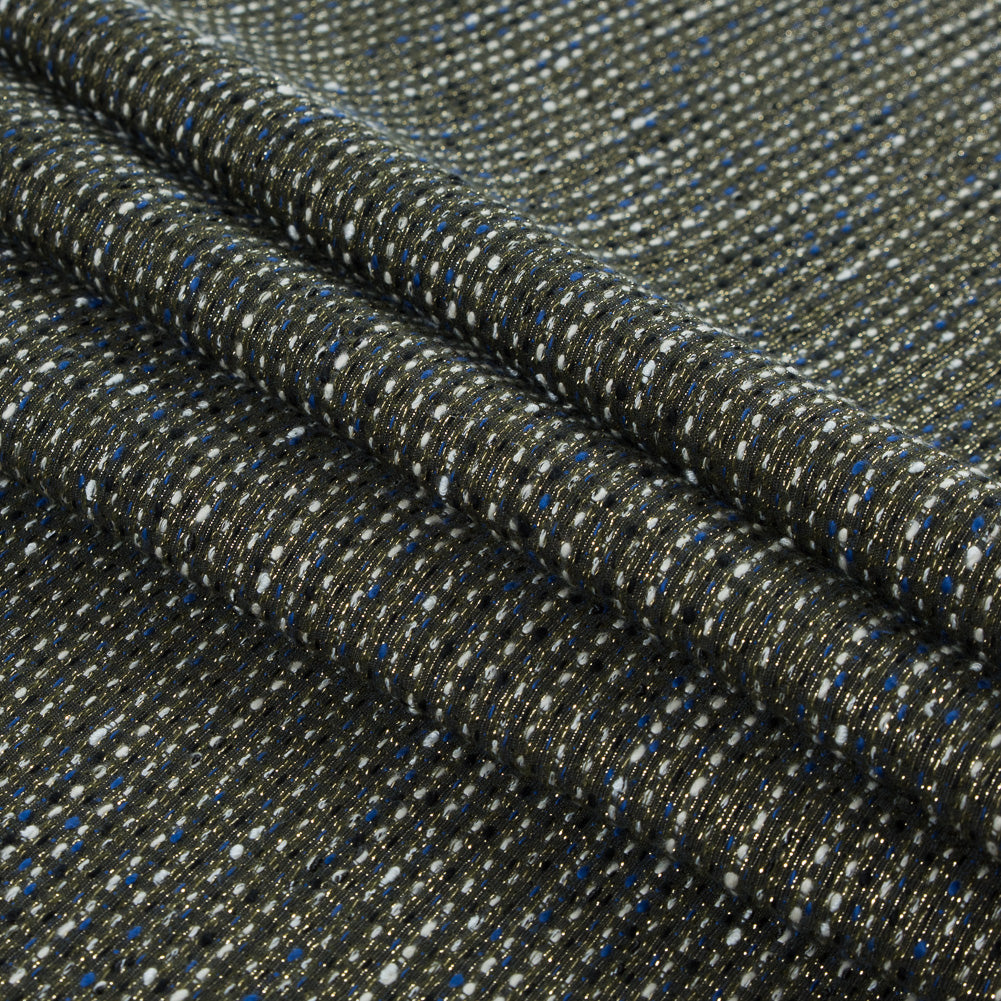 Jay Godfrey Royal Blue and Metallic Gold Reversible Tweed Folded Jay Godfrey Royal Blue and Metallic Gold Reversible Tweed Folded