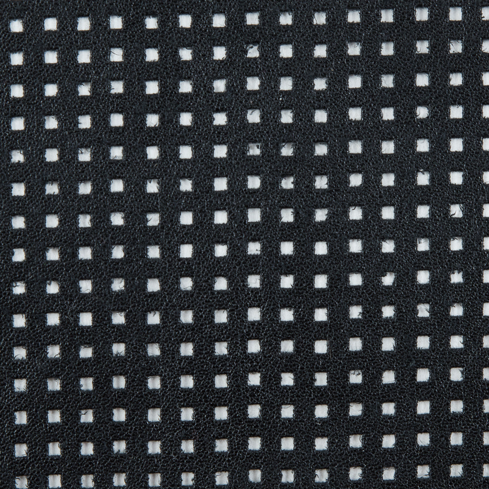 Jay Godfrey Black Perforated Stretch Faux Leather with Faux Suede Backing - Detail Jay Godfrey Black Perforated Stretch Faux Leather with Faux Suede Backing - Detail
