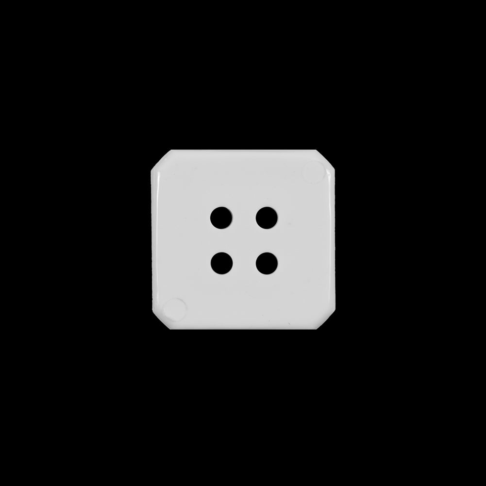 White Square Bevel Cut Button - 24L/15mm Detail White Square Bevel Cut Button - 24L/15mm Detail