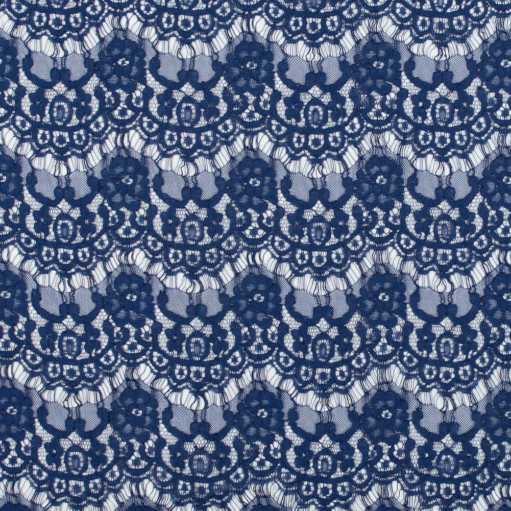 Jay Godfrey Mazarine Blue Scalloped Corded Lace with Stretch Jay Godfrey Mazarine Blue Scalloped Corded Lace with Stretch