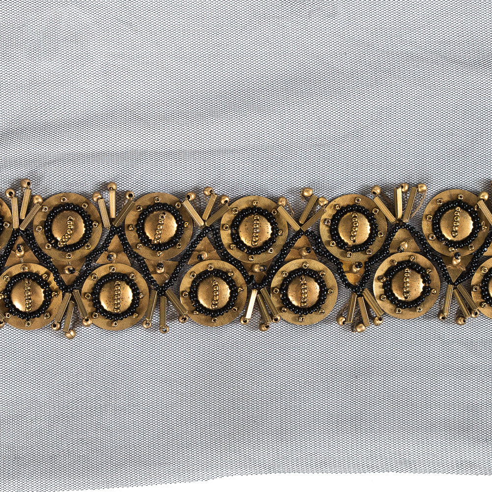 Fancy Gold Metal Beaded Trim - 2.5 - Detail Fancy Gold Metal Beaded Trim - 2.5 - Detail