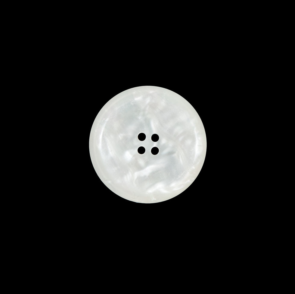 White Iridescent Plastic Button - 24L/15mm - Detail White Iridescent Plastic Button - 24L/15mm - Detail