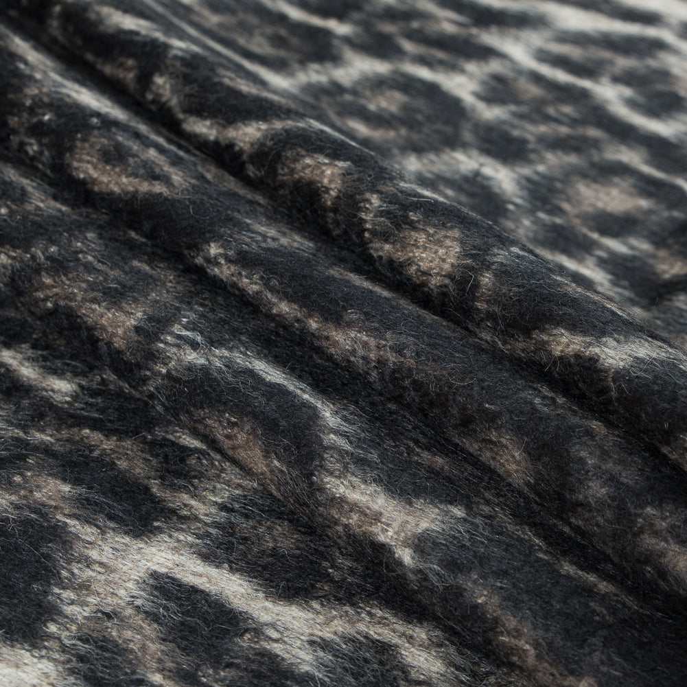 Cavalli Black and Oyster White Animalistic Alpaca Coating - Folded Cavalli Black and Oyster White Animalistic Alpaca Coating - Folded