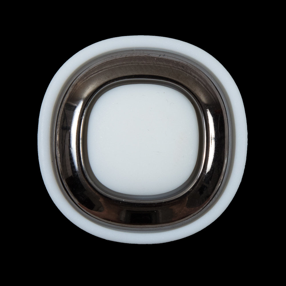 White and Gunmetal 2-Piece Plastic Button - 45L/28mm White and Gunmetal 2-Piece Plastic Button - 45L/28mm