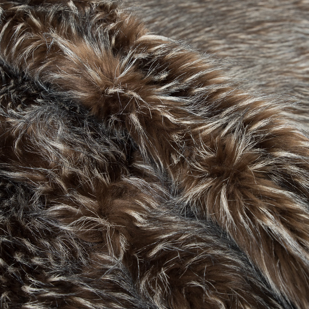 Cub Brown and Winter White Spotted Thick Faux Fur - Folded Cub Brown and Winter White Spotted Thick Faux Fur - Folded