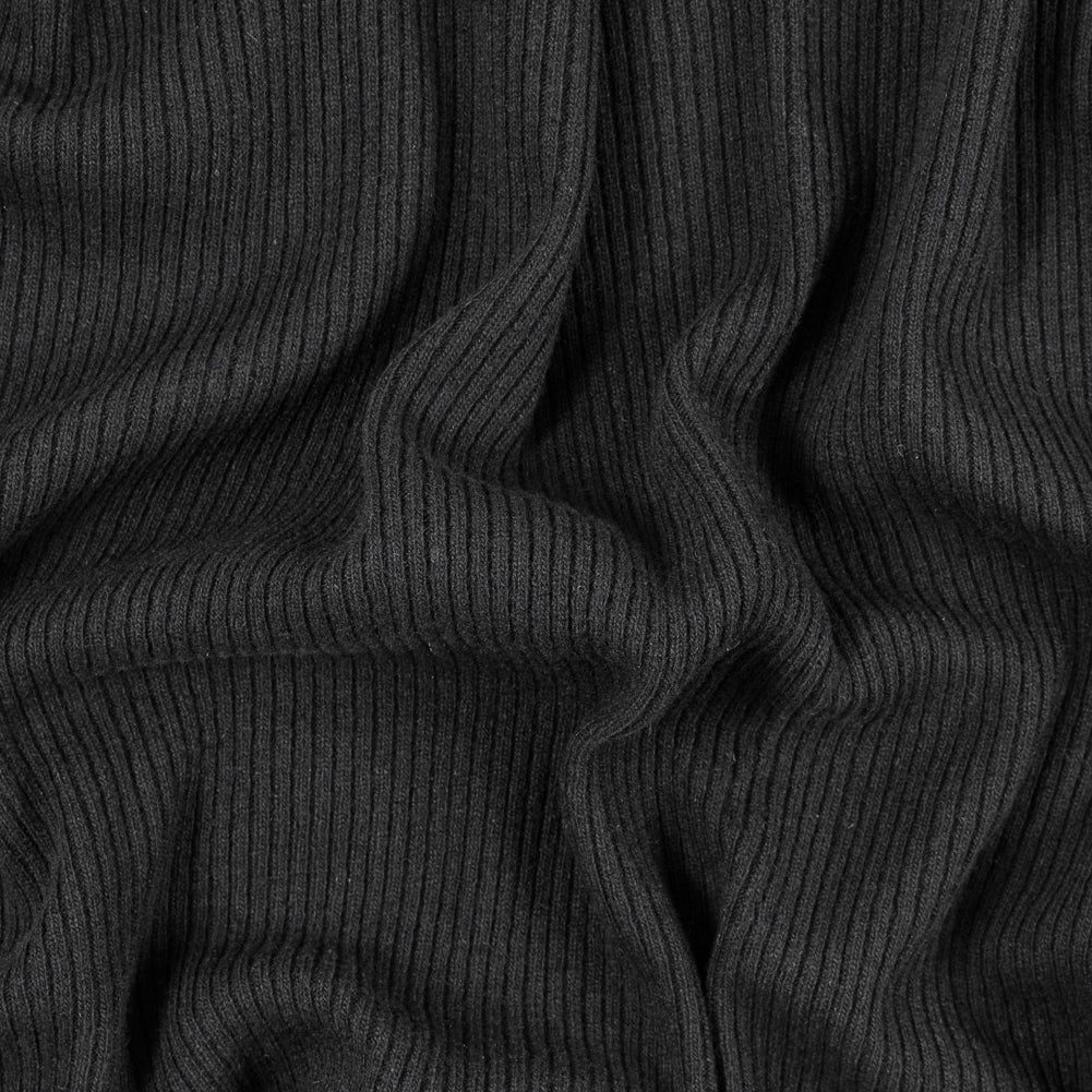 Italian Black 2x2 Wool Rib Knit Italian Black 2x2 Wool Rib Knit