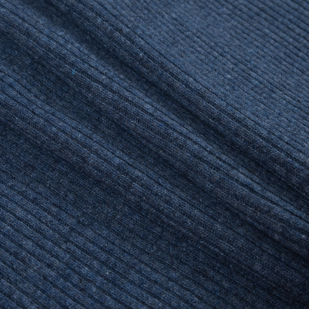 Italian Jean Blue 2x2 Wool Rib Knit Folded Italian Jean Blue 2x2 Wool Rib Knit Folded
