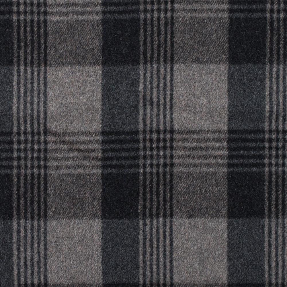 Italian Gray Plaid Brushed Wool Twill Italian Gray Plaid Brushed Wool Twill