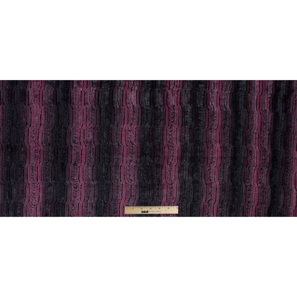 Famous NYC Designer Red Plum and Black Striped Faux Fur - Full Famous NYC Designer Red Plum and Black Striped Faux Fur - Full