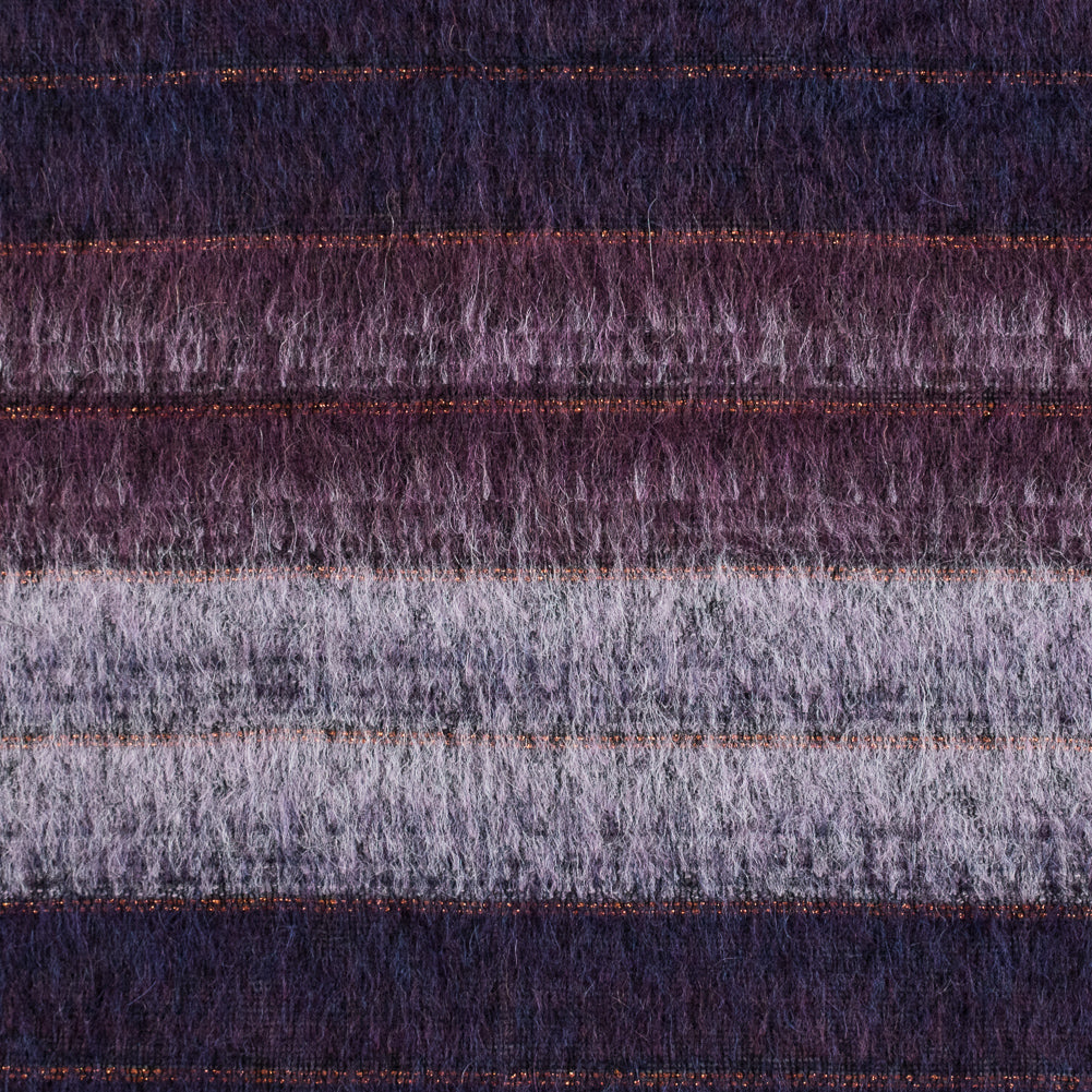 Famous NYC Designer Dark Purple and Metallic Burnt Orange Striped Mohair Famous NYC Designer Dark Purple and Metallic Burnt Orange Striped Mohair