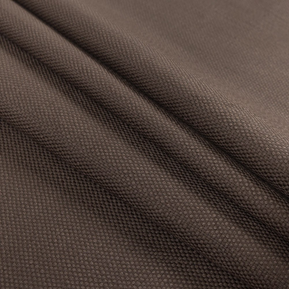 Chocolate Brown Basketwoven Cotton and Polyester Upholstery Fabric - Folded Chocolate Brown Basketwoven Cotton and Polyester Upholstery Fabric - Folded