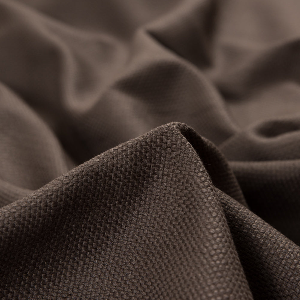 Chocolate Brown Basketwoven Cotton and Polyester Upholstery Fabric - Detail Chocolate Brown Basketwoven Cotton and Polyester Upholstery Fabric - Detail