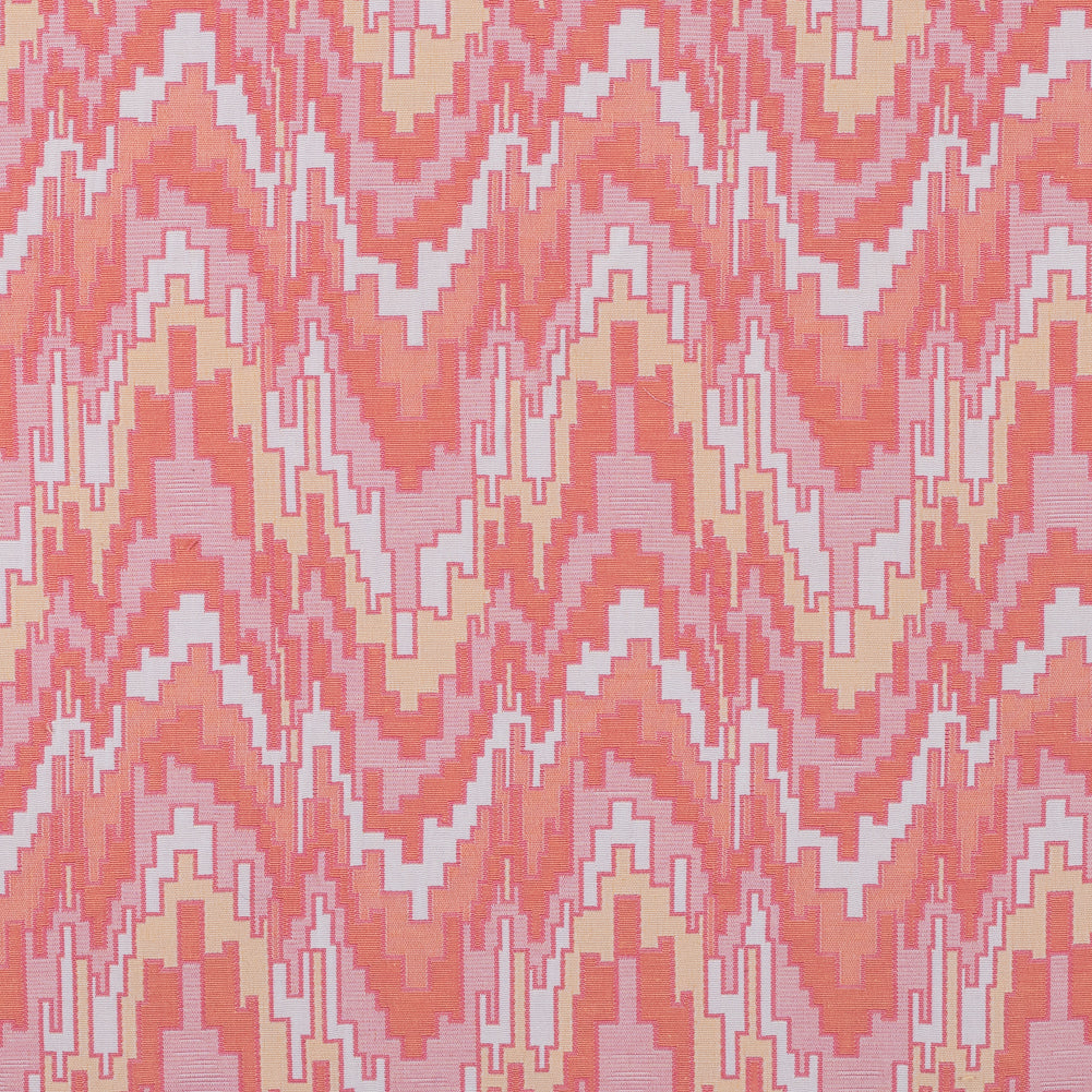 Peach Pink and Golden Haze Geometric Blended Cotton Woven Peach Pink and Golden Haze Geometric Blended Cotton Woven
