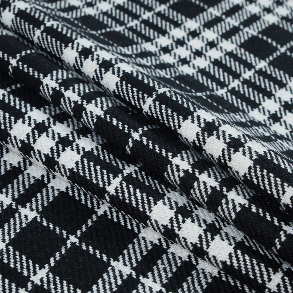 Black and White Glen Plaid Heavy Wool Twill - Detail Black and White Glen Plaid Heavy Wool Twill - Detail